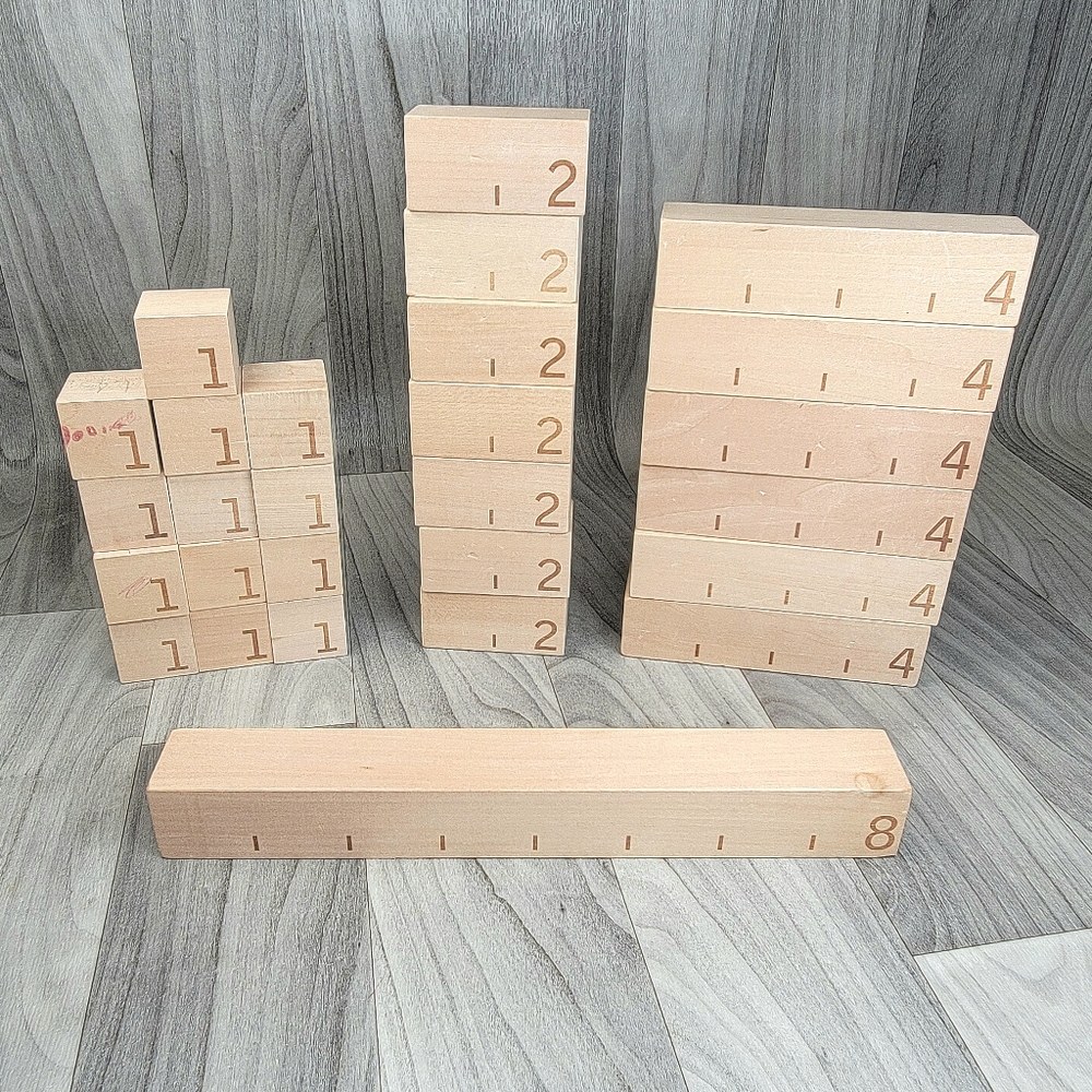 Wooden Building Blocks 28 Piece LOT - with Marked Measurements - Loose Parts - Picture 2 of 9